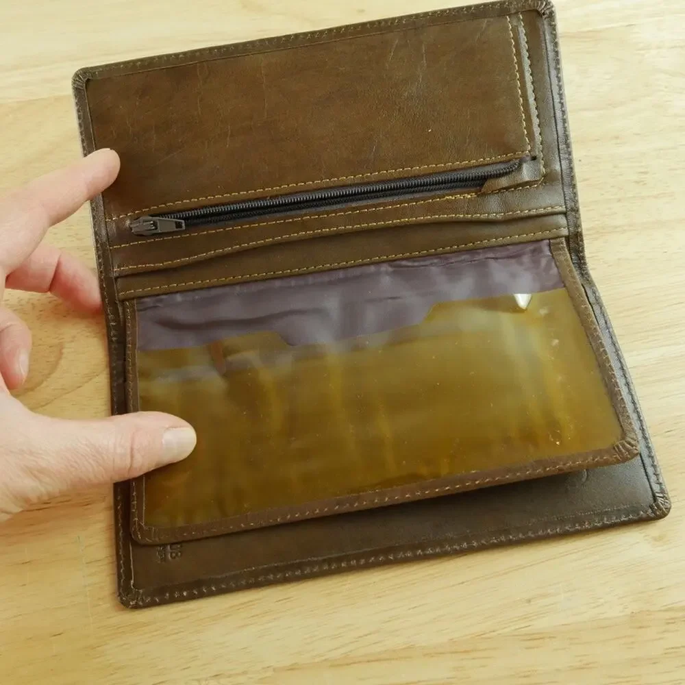 Persian Charm Negar‎ Achaemenid Soldier Folded Long Wallet Brown Leather 4x7